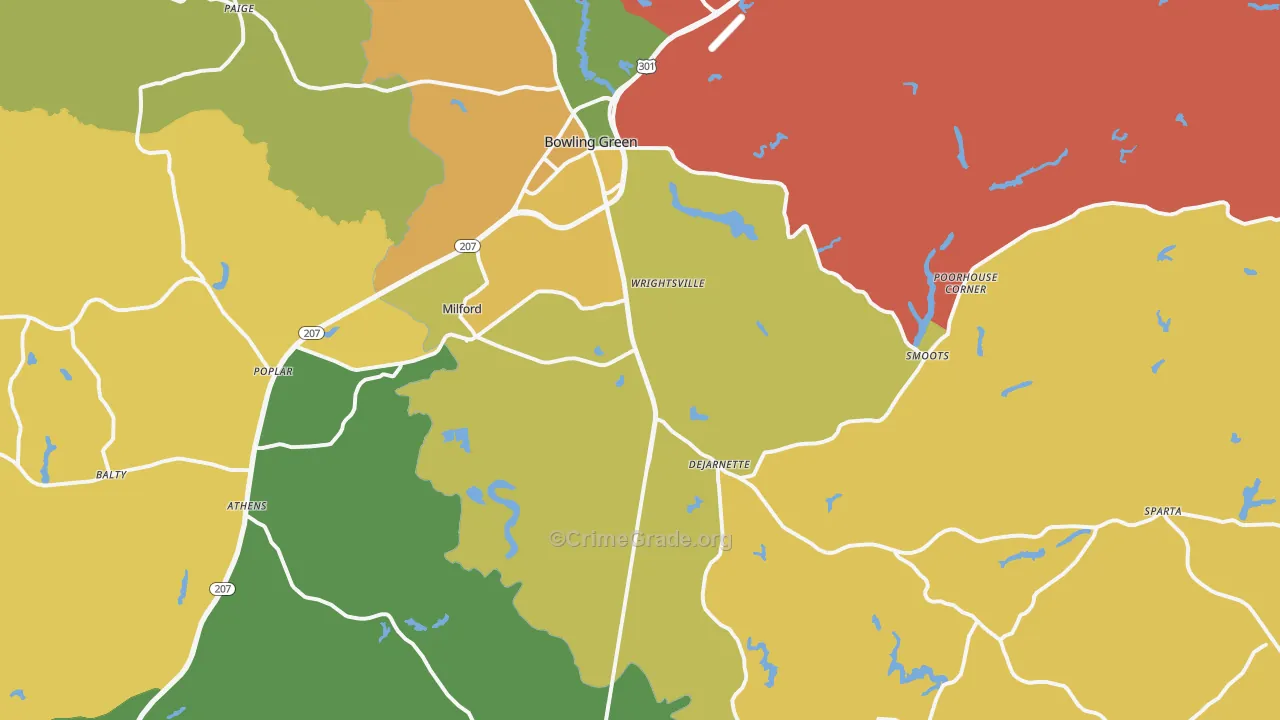 Milford, VA Map of Vandalism Rates