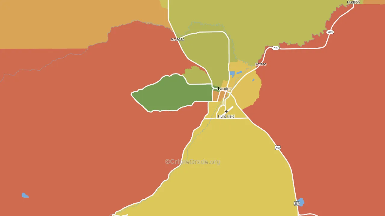 Milford, WY Map of Vandalism Rates