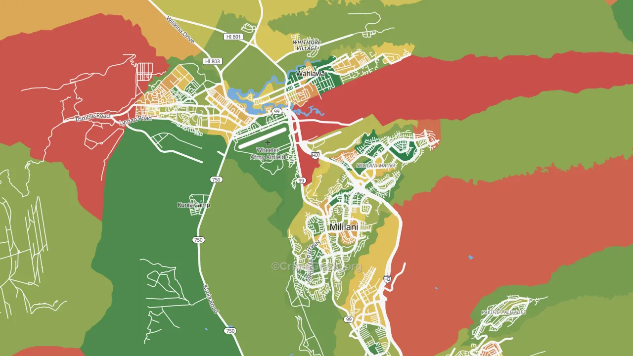 Mililani, HI Map of Vandalism Rates