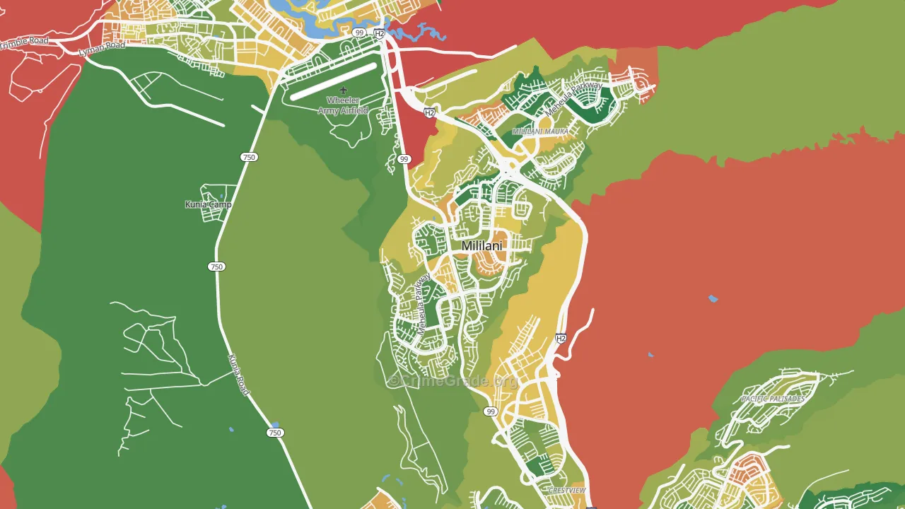 Mililani Waipio Melemanu, Mililani, HI Map of Vandalism Rates
