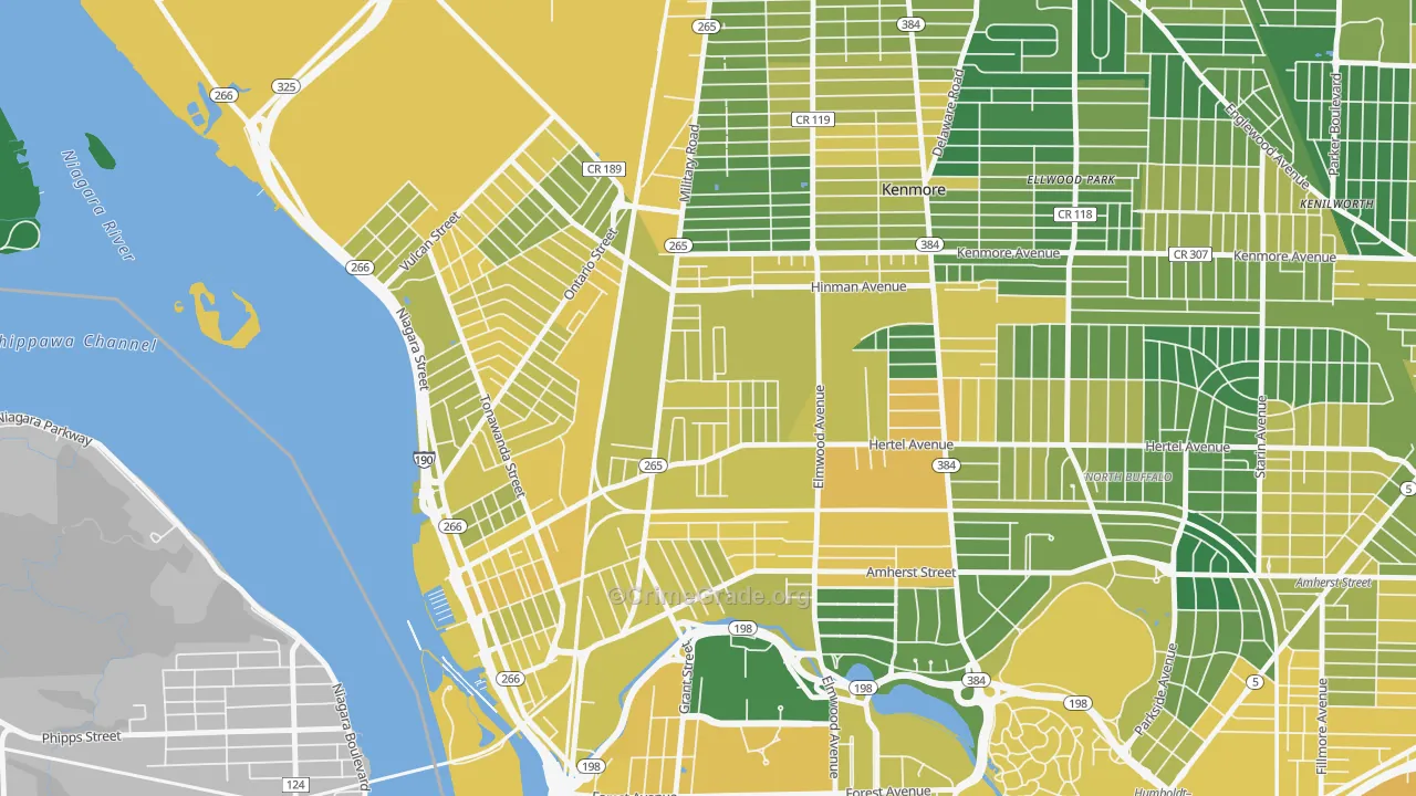 Military, Buffalo, NY Map of Vandalism Rates