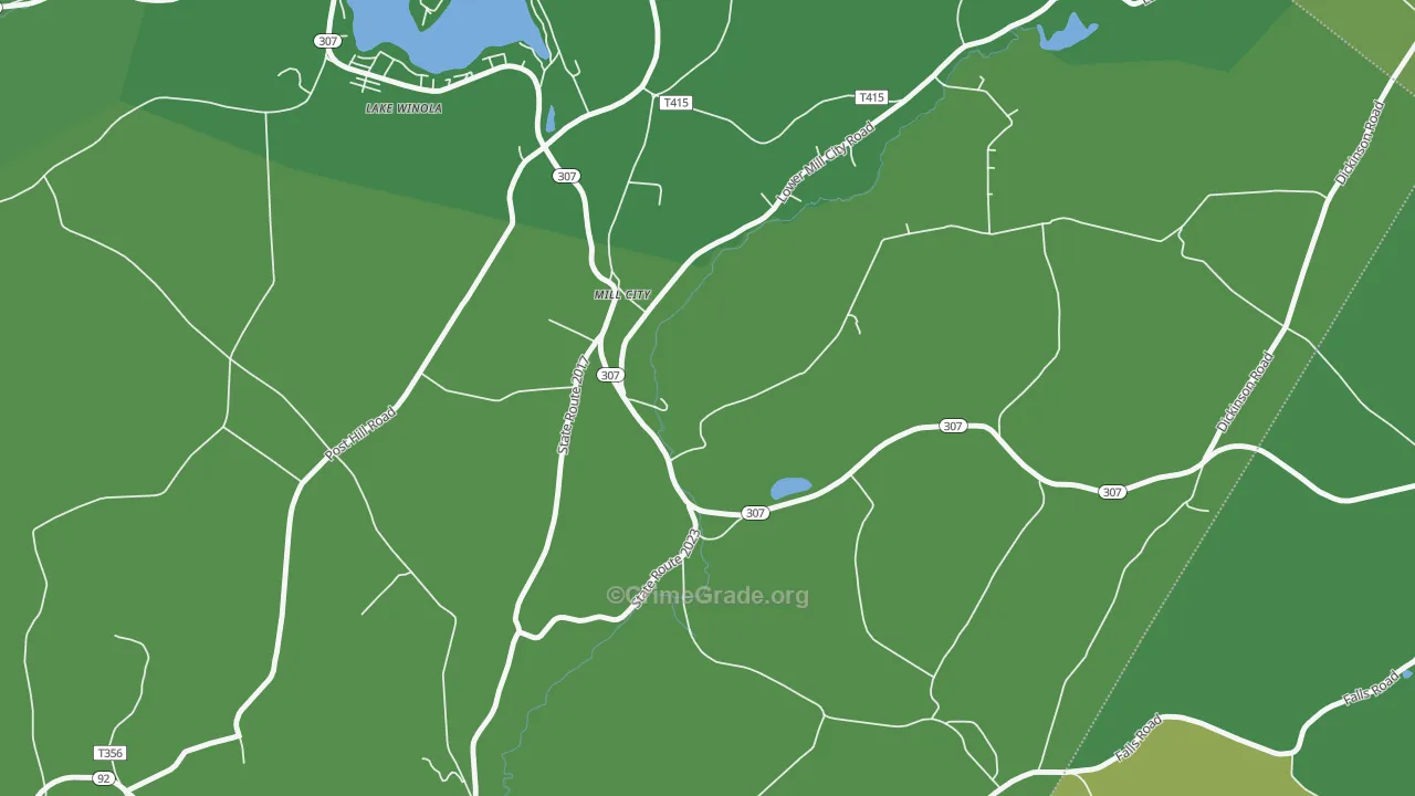 Mill City, PA Map of Vandalism Rates