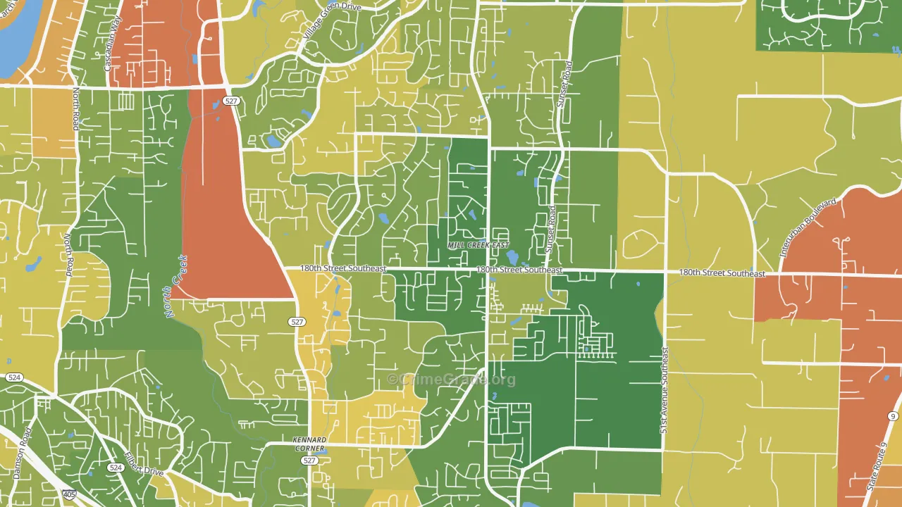 Mill Creek East, WA Map of Vandalism Rates