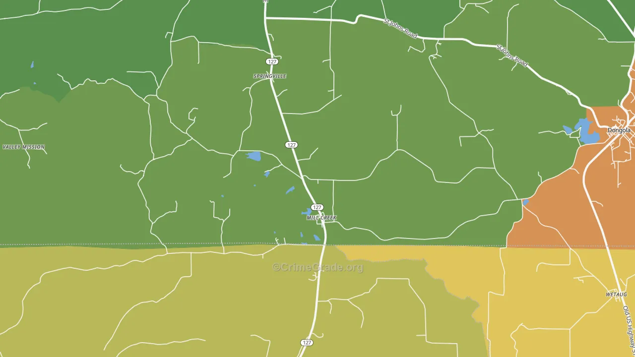 Mill Creek, IL Map of Vandalism Rates
