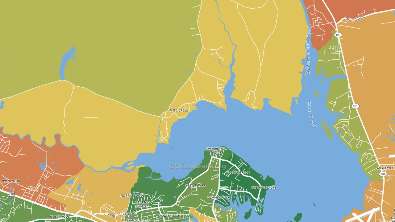 Mill Creek, NC Map of Vandalism Rates