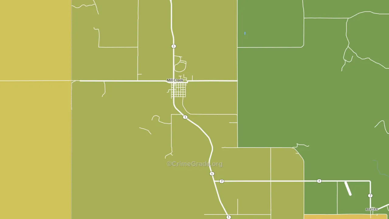 Mill Creek, OK Map of Vandalism Rates