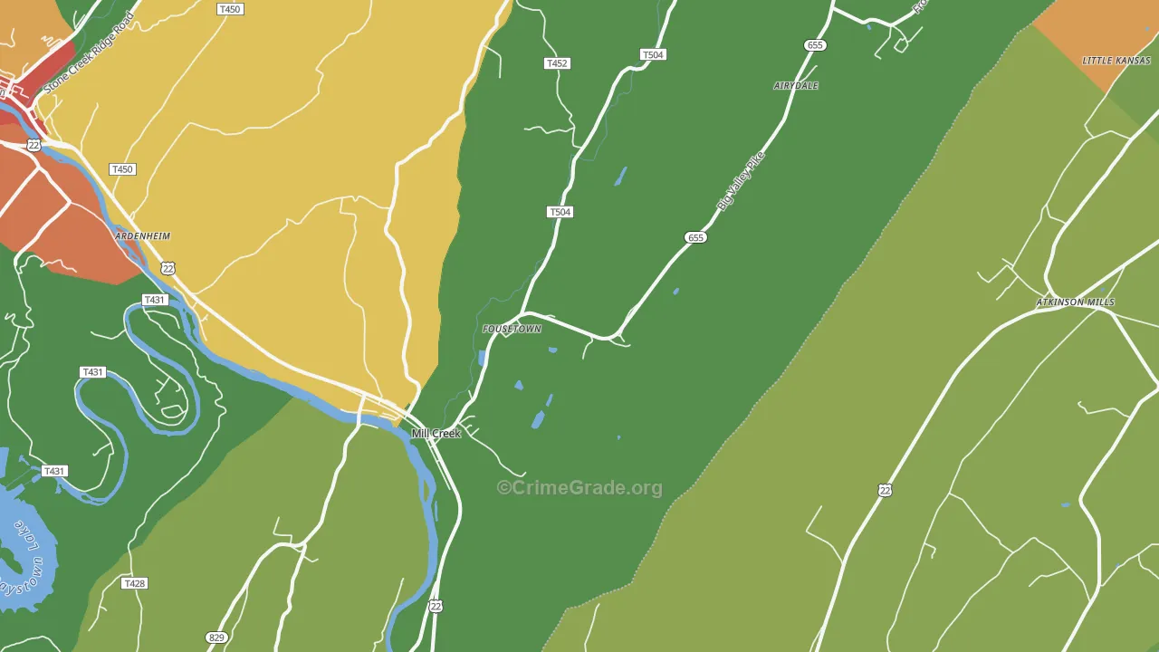 Mill Creek, PA Map of Vandalism Rates