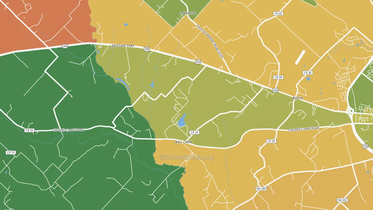 Mill Creek, TX Map of Vandalism Rates