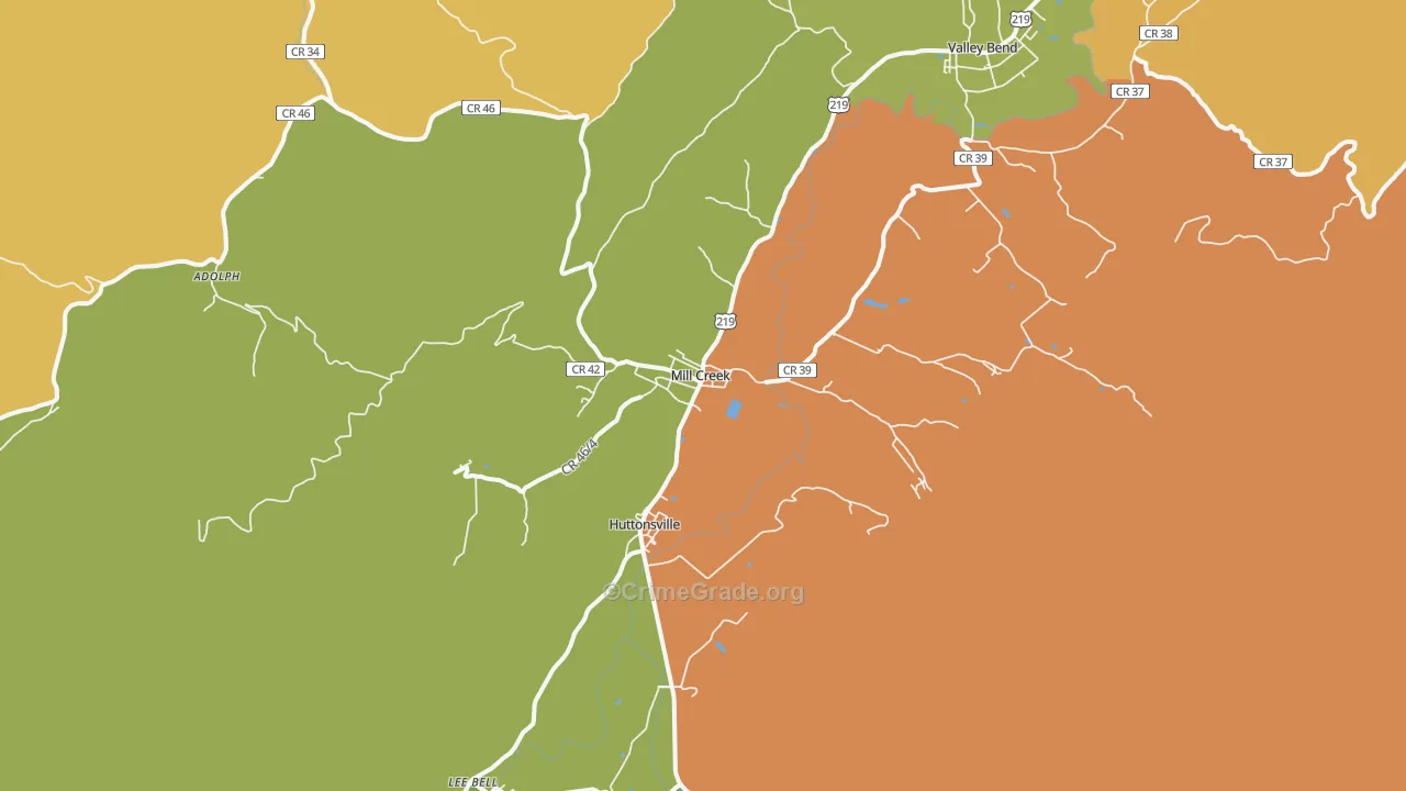 Mill Creek, WV Map of Vandalism Rates