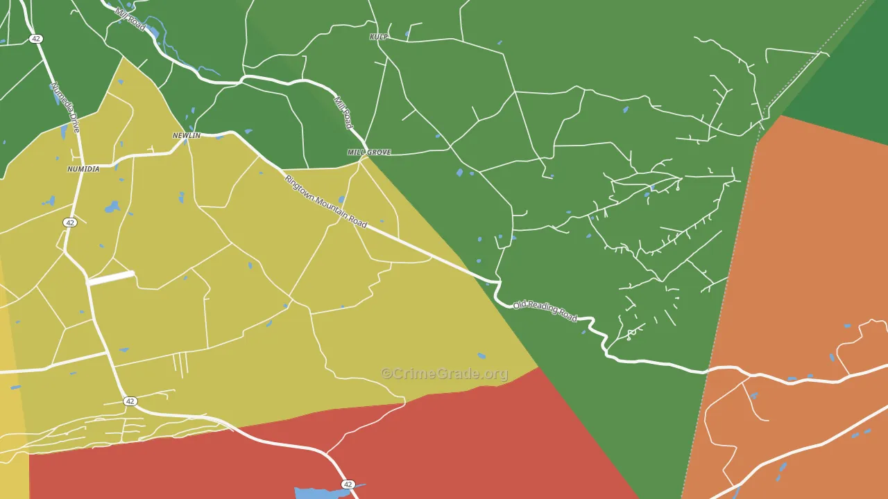 Mill Grove, PA Map of Vandalism Rates