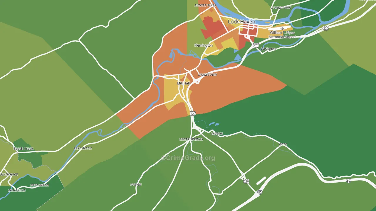 Mill Hall, PA Map of Vandalism Rates