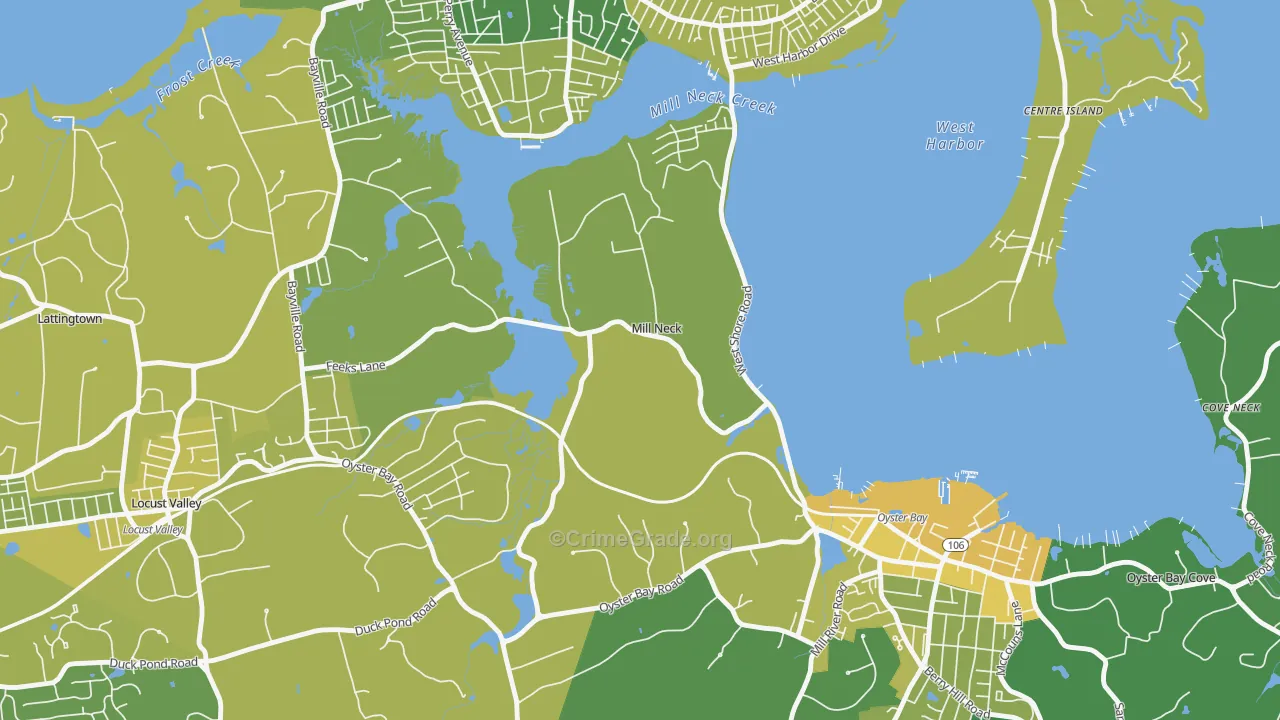 Mill Neck, NY Map of Vandalism Rates