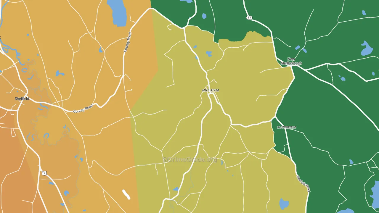 Mill River, MA Map of Vandalism Rates