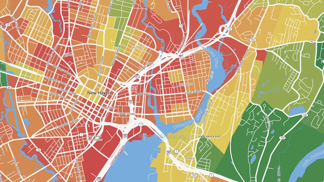 Mill River, New Haven, CT Map of Vandalism Rates