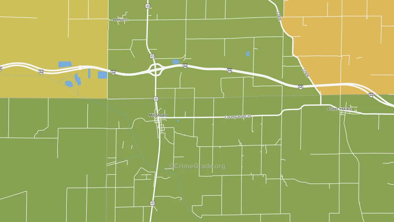Mill Shoals, IL Map of Vandalism Rates