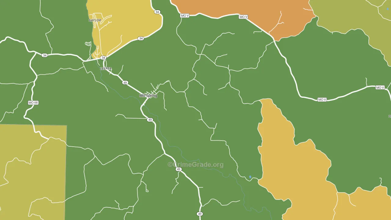 Mill Spring, MO Map of Vandalism Rates