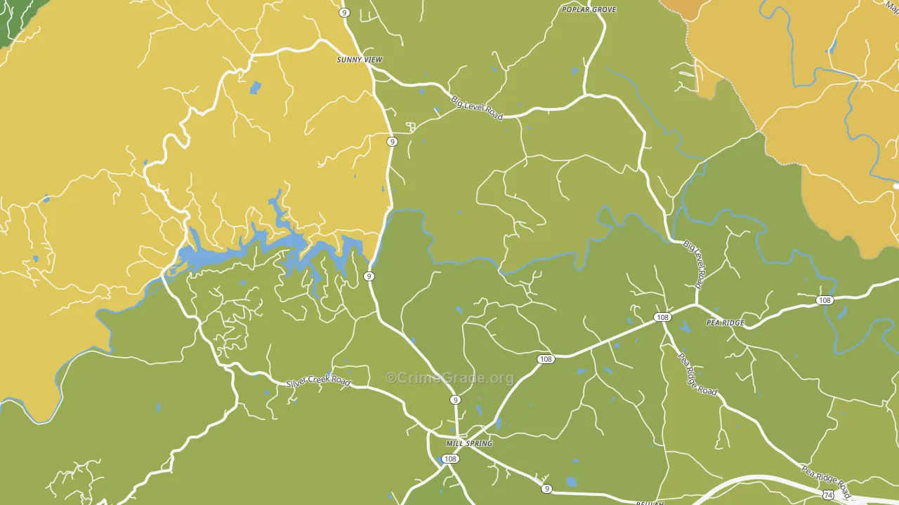 Mill Spring, NC Map of Vandalism Rates