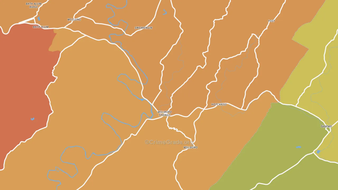 Millboro, VA Map of Vandalism Rates