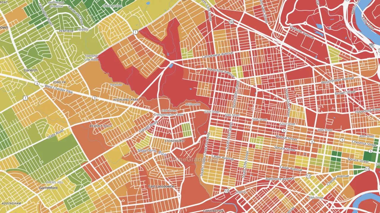 Millbourne, PA Map of Vandalism Rates