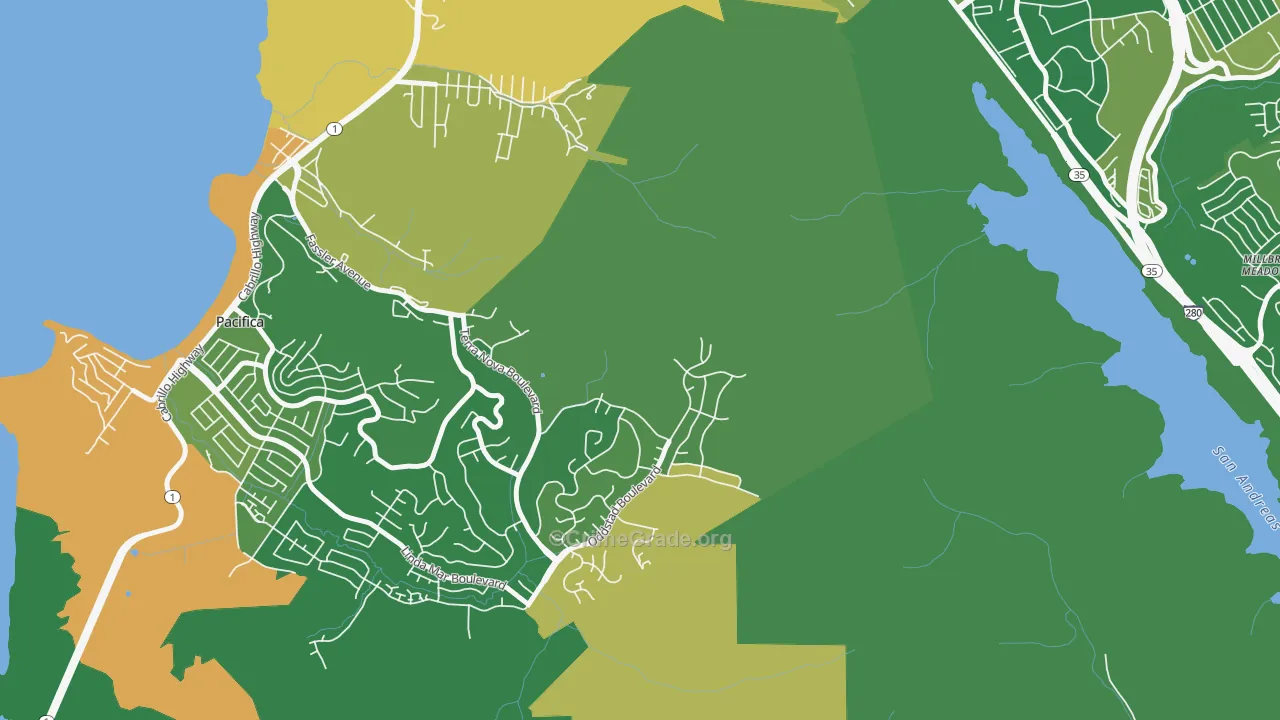 Millbrae Meadows, CA Map of Vandalism Rates
