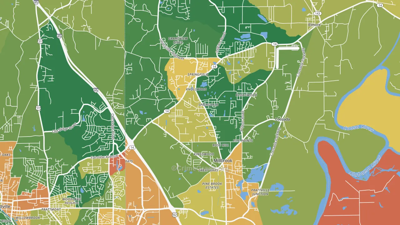 Millbrook, AL Map of Vandalism Rates