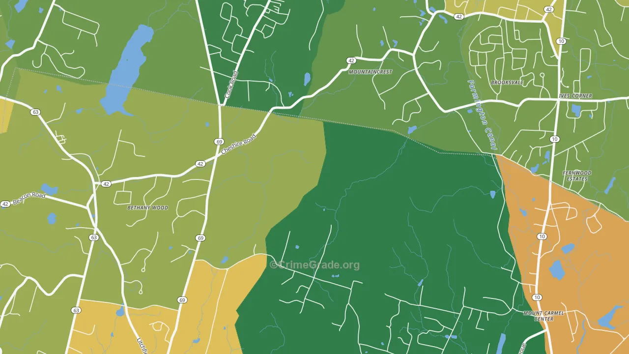 Millbrook, CT Map of Vandalism Rates