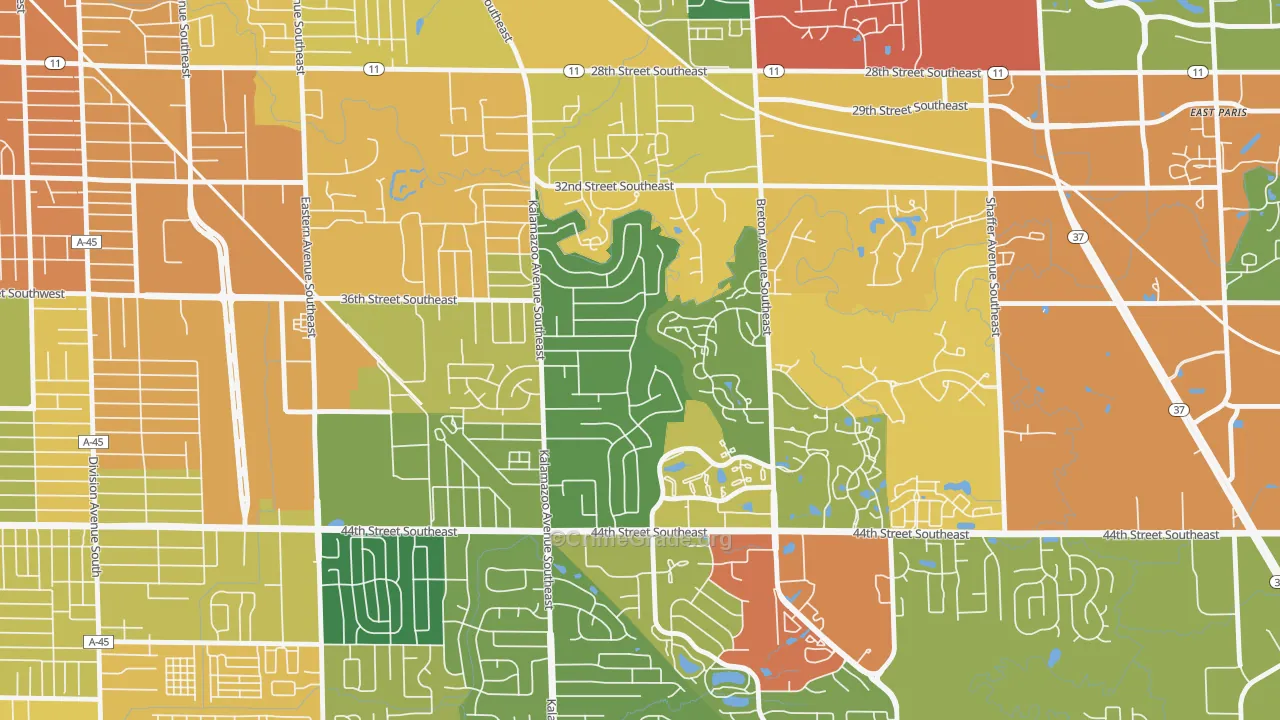 Millbrook, Grand Rapids, MI Map of Vandalism Rates
