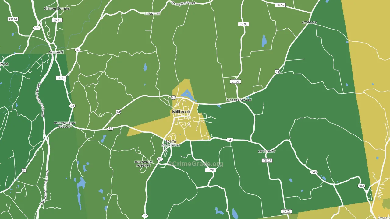 Millbrook, NY Map of Vandalism Rates
