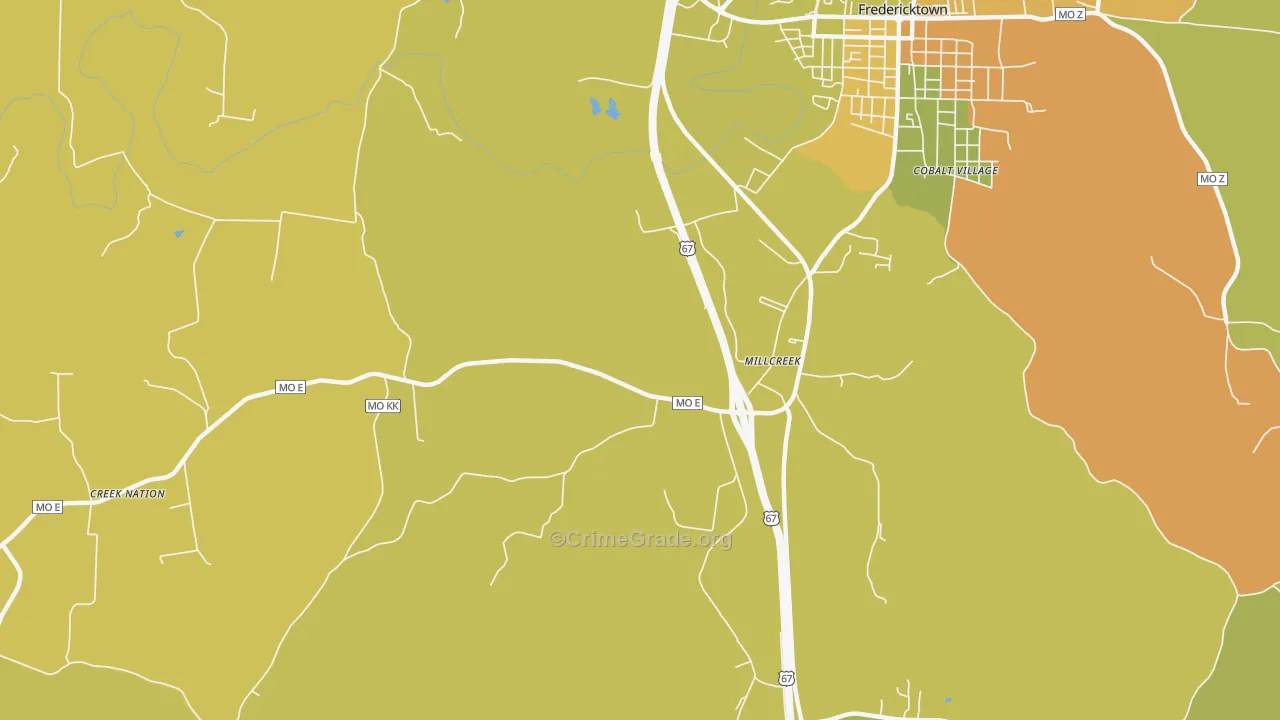 Millcreek, MO Map of Vandalism Rates