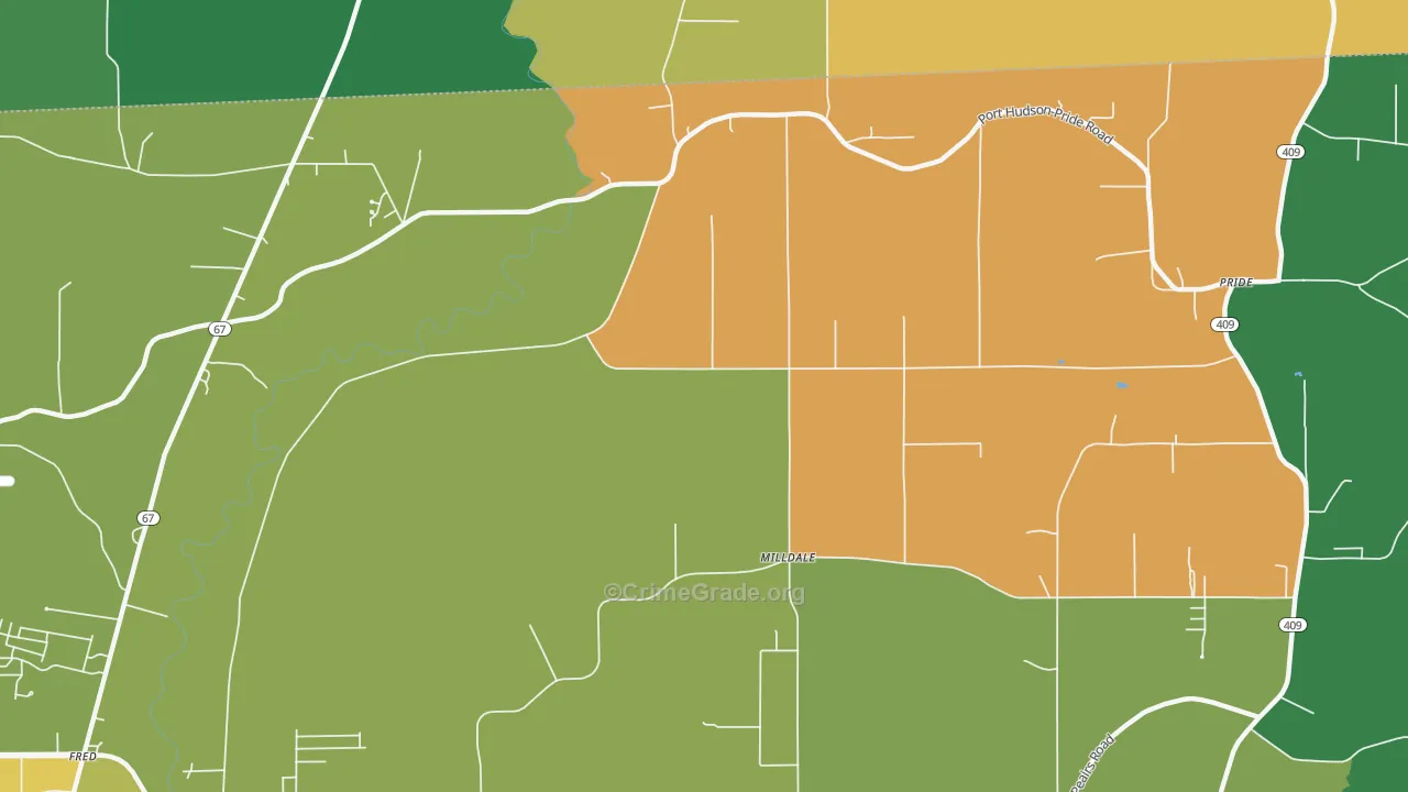 Milldale, LA Map of Vandalism Rates