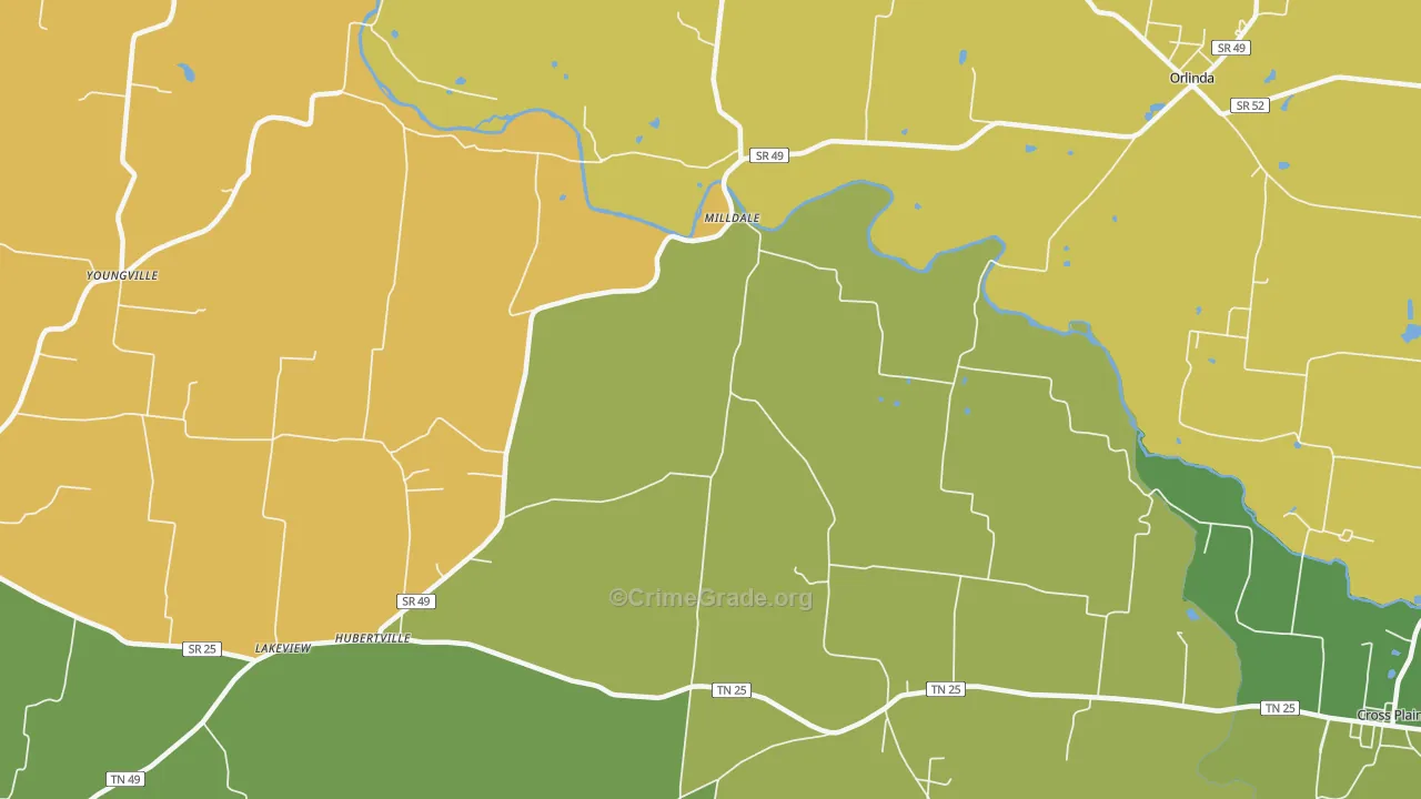 Milldale, TN Map of Vandalism Rates