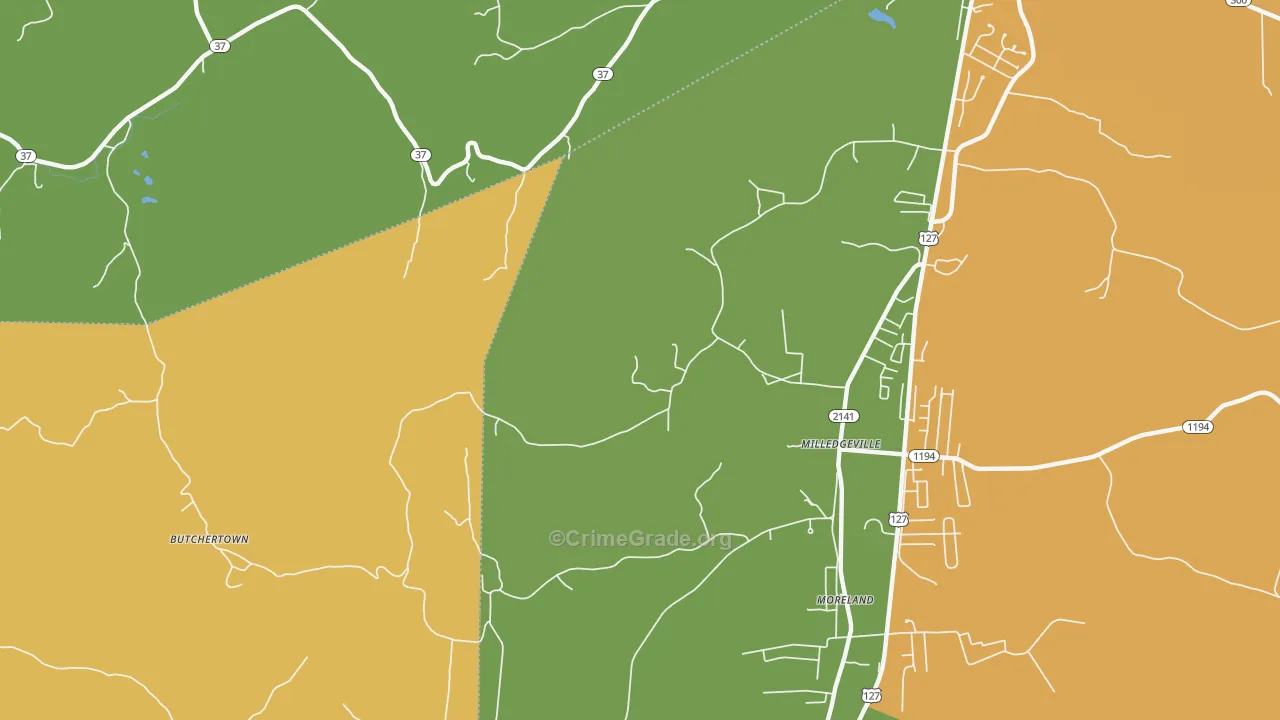 Milledgeville, KY Map of Vandalism Rates