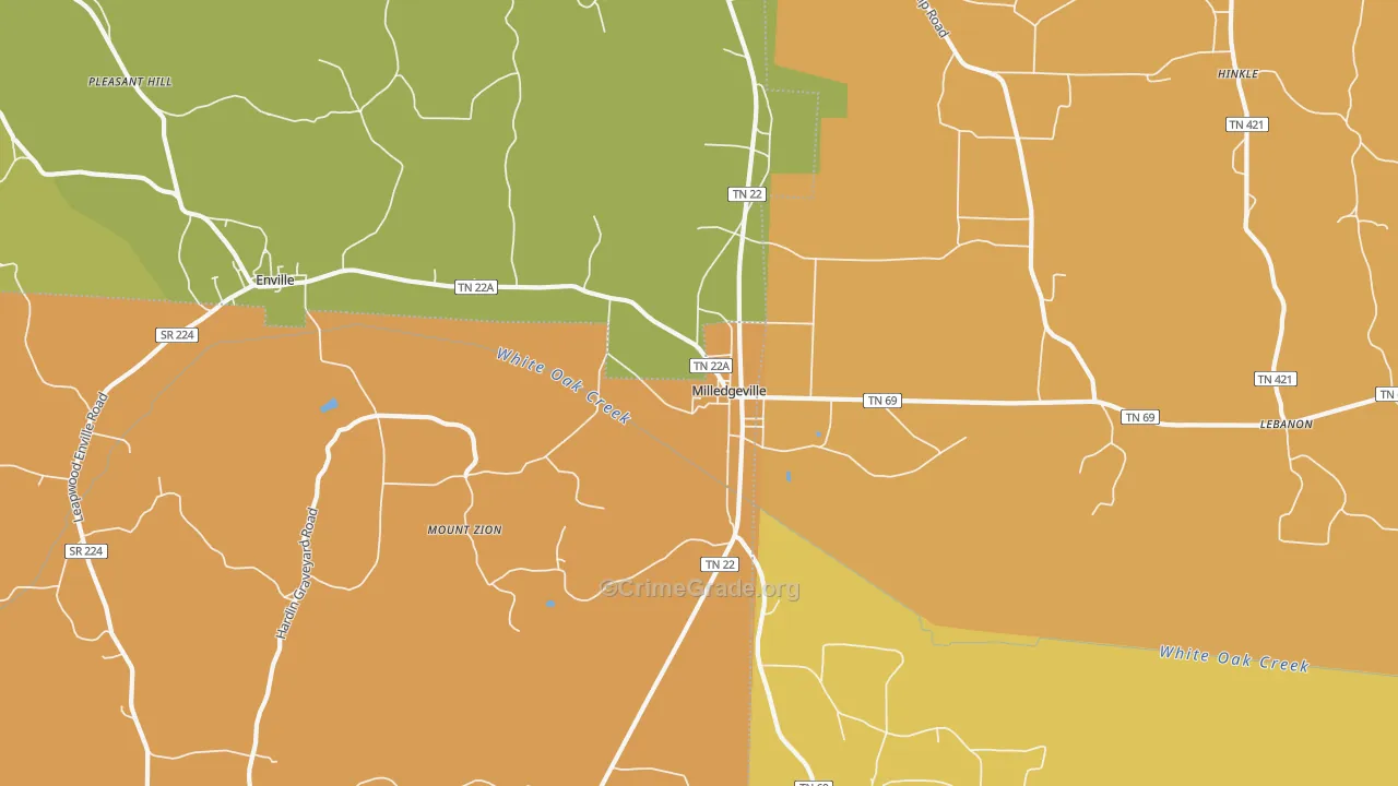 Milledgeville, TN Map of Vandalism Rates