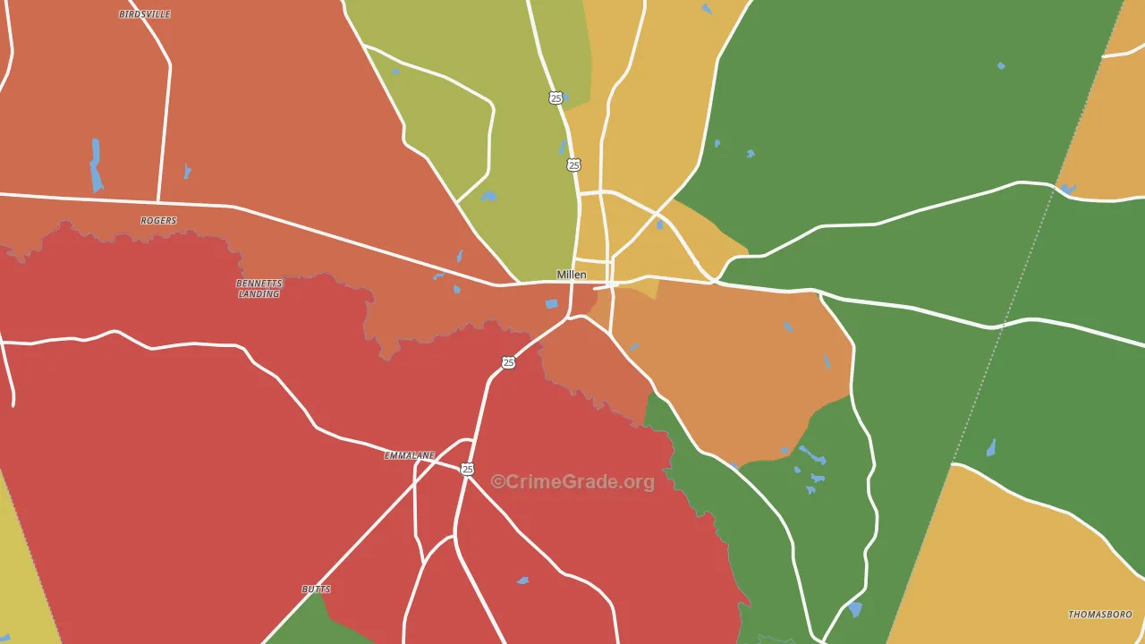 Millen, GA Map of Vandalism Rates