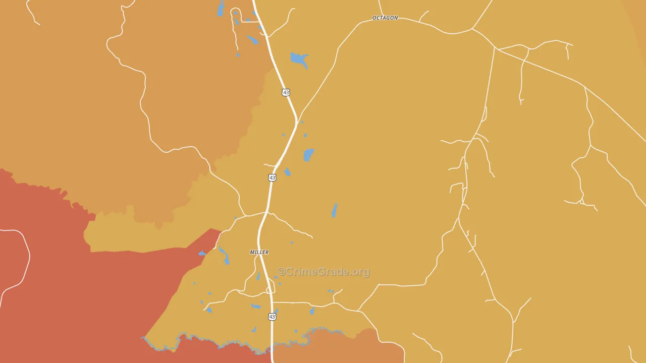Miller, AL Map of Vandalism Rates