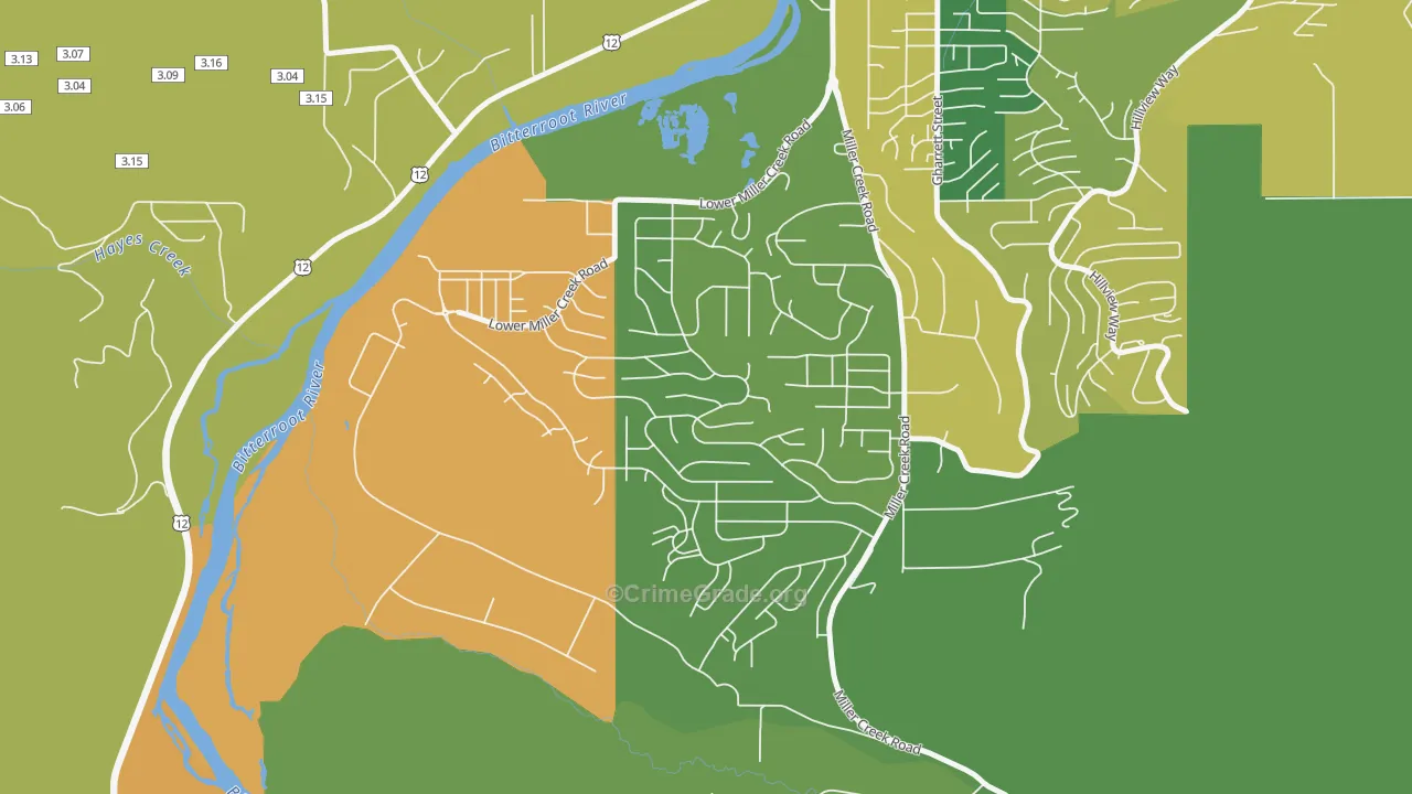 Miller Creek, Missoula, MT Map of Vandalism Rates