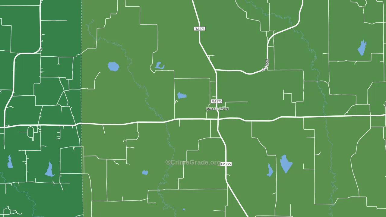 Miller Grove, TX Map of Vandalism Rates