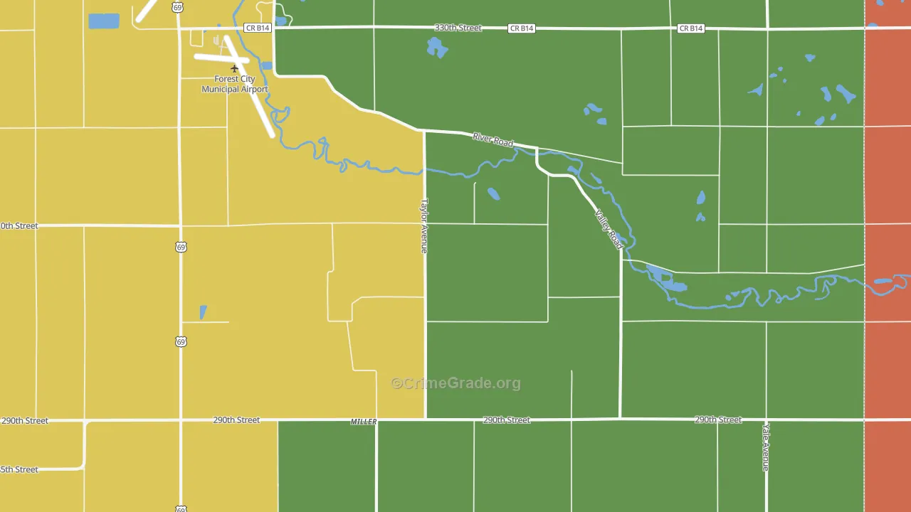 Miller, IA Map of Vandalism Rates