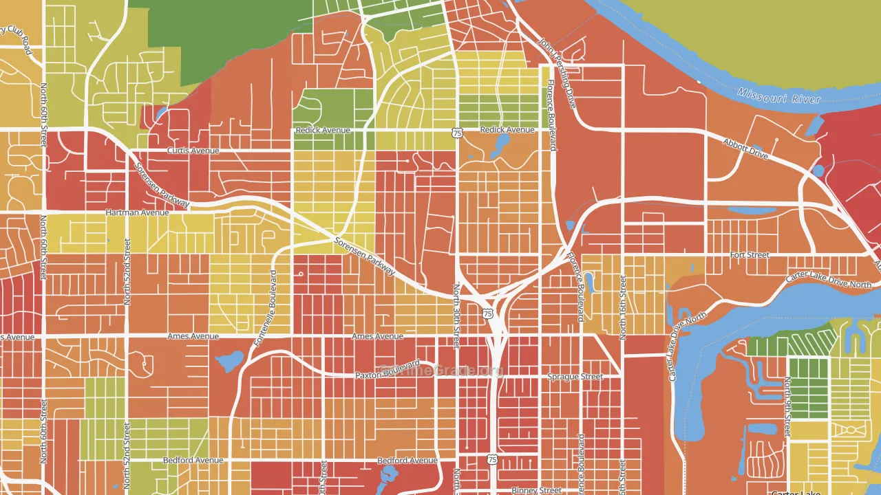 Miller Park Minne Lusa Area, Omaha, NE Map of Vandalism Rates