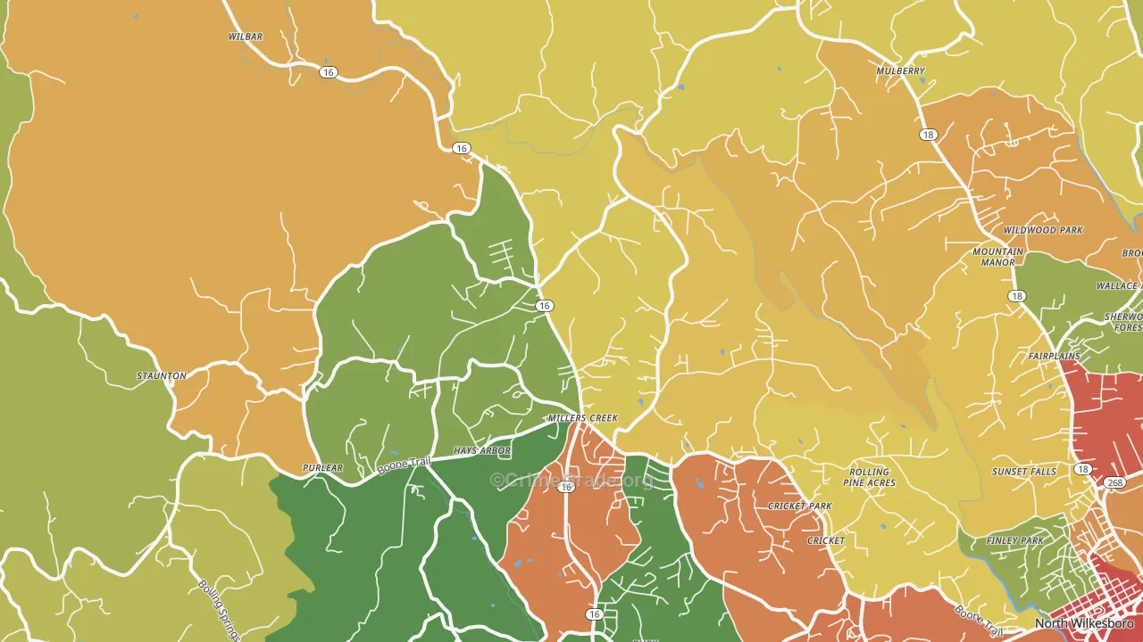 Millers Creek, NC Map of Vandalism Rates