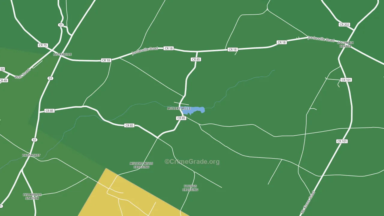 Millers Mills, NY Map of Vandalism Rates