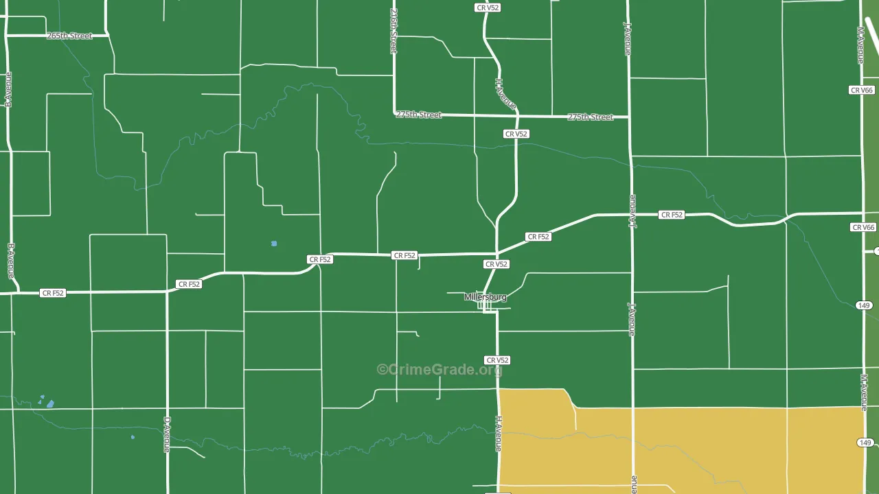 Millersburg, IA Map of Vandalism Rates