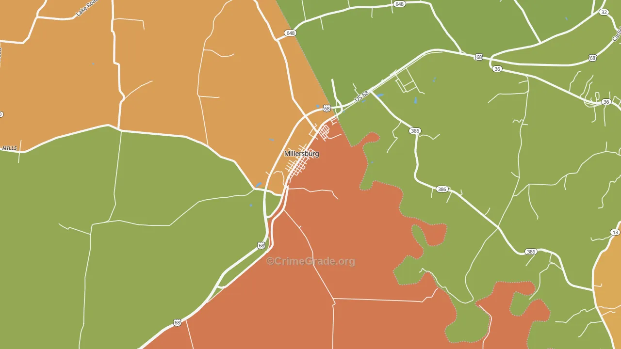 Millersburg, KY Map of Vandalism Rates
