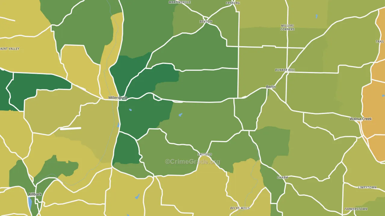 Millersburg, OH Map of Vandalism Rates