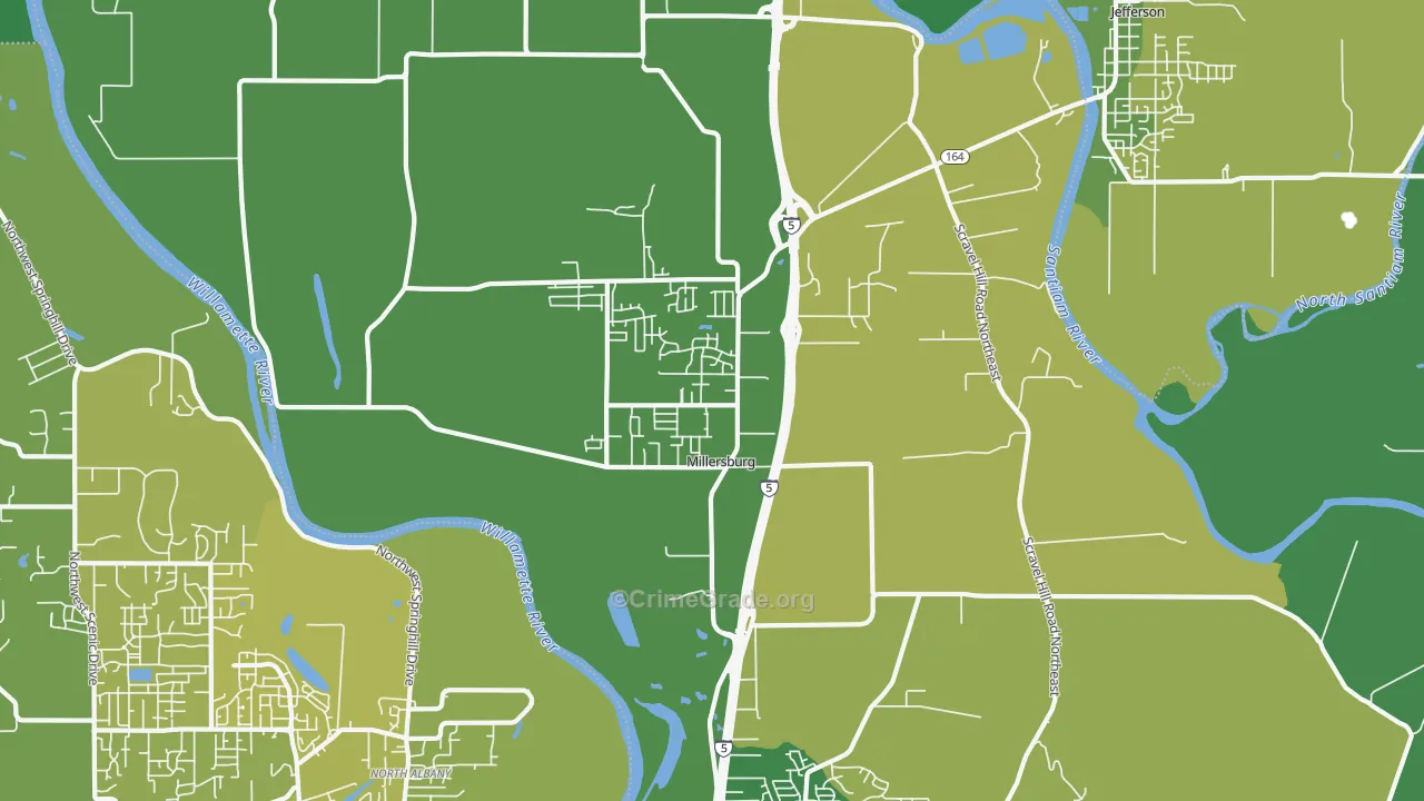 Millersburg, OR Map of Vandalism Rates