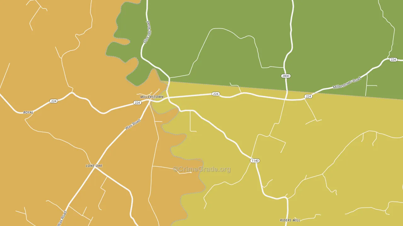 Millerstown, KY Map of Vandalism Rates