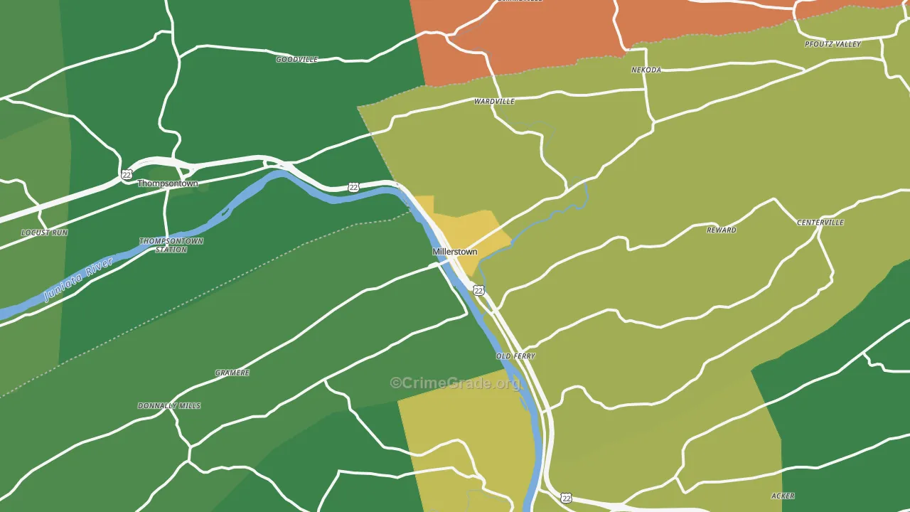 Millerstown, PA Map of Vandalism Rates