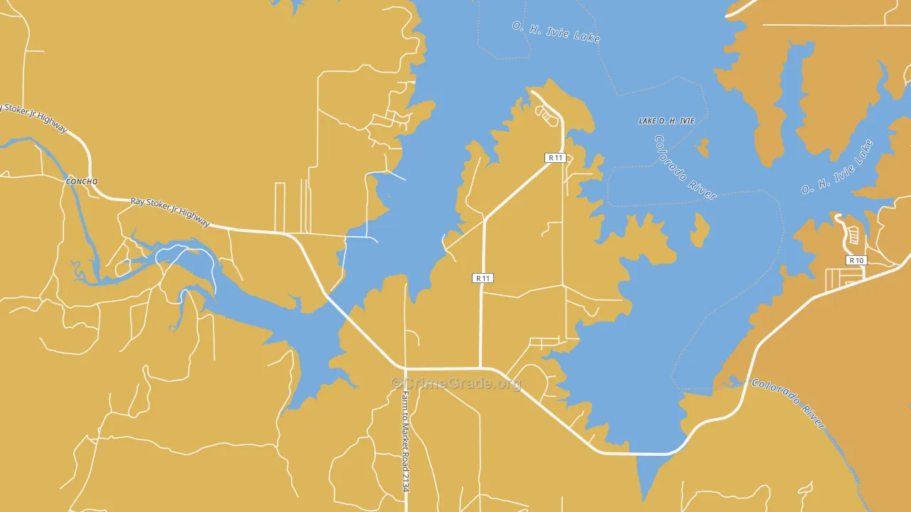 Millersview, TX Map of Vandalism Rates