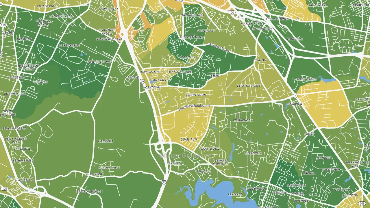 Millersville, MD Map of Vandalism Rates