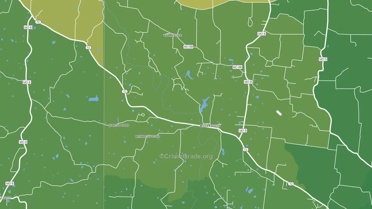 Millersville, MO Map of Vandalism Rates